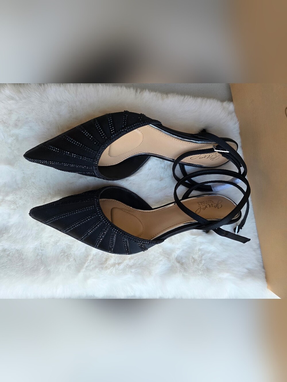 Jewel Badgley Mischka Women's Fable Evening Pumps - Black Satin, 7.5 - Picture 6 of 7